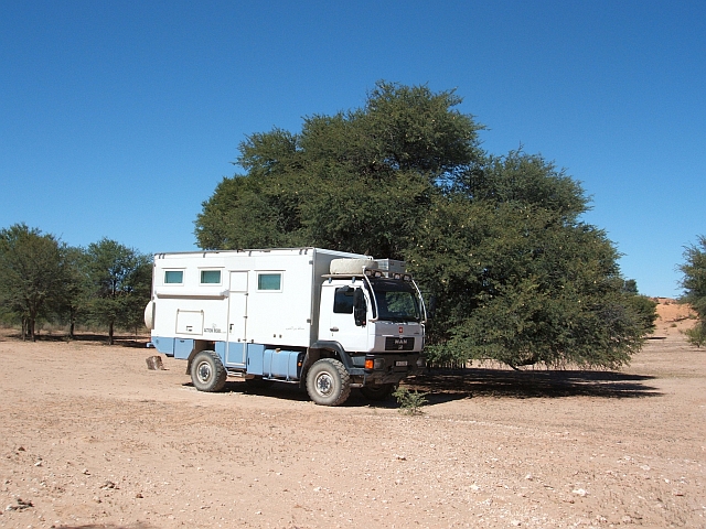 Obelix vor der Abfahrt im Mata Mata Camp