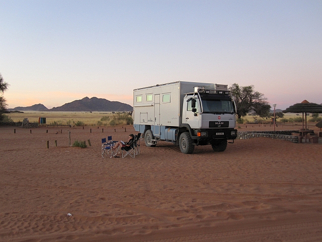 Obelix auf unserem 85-fränkigen Parkplatz
