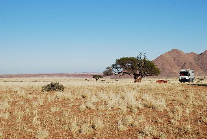Obelix auf dem Campingplatz der Farm Namtib