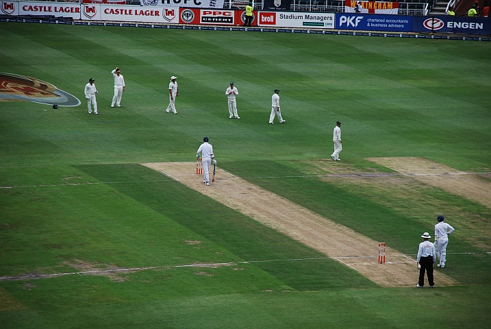 Typische Szene auf dem Cricket-Platz