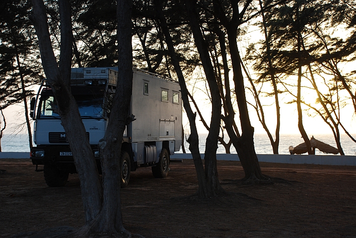 Unser Standplatz am Strand bei Kafountine