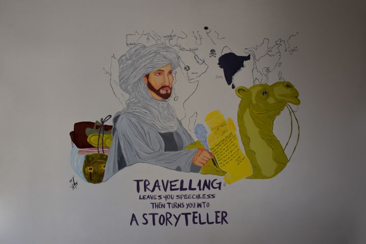 Wandzeichnung im Backpackers