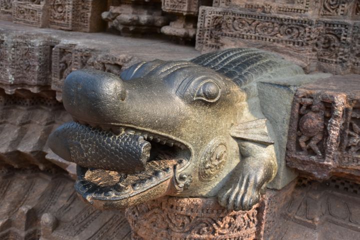Krokodilstatue im Sonnentempel von Konark