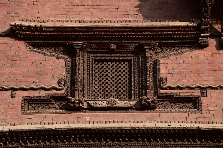 Geschnitztes Holzfenster am Hanuman Dhoka