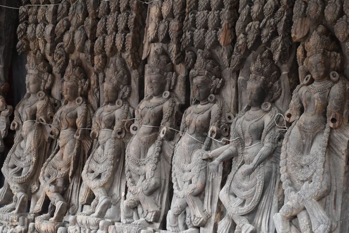 Schnitzerei am Hanuman Dhoka, eine Spezialität der Newar, der Bewohner des Kathmandu Tales