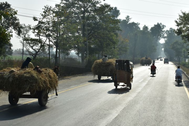 Hier sind auf der Autobahn vor allem Pferdekarren, Tuc-Tuc und Motorräder unterwegs