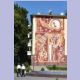 Grossflächiges Gemälde aus Sovjetzeiten an einer Hauswand in Samarkand