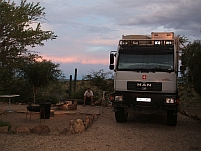 Unser Standplatz im Trans-Kalahari-Inn