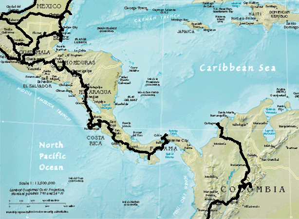 Zentralamerika Landkarte