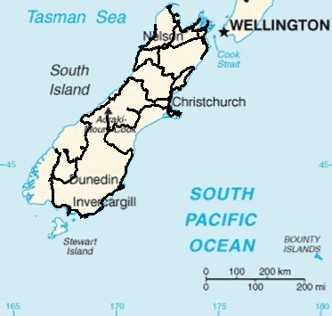Neuseeland Südinsel Karte