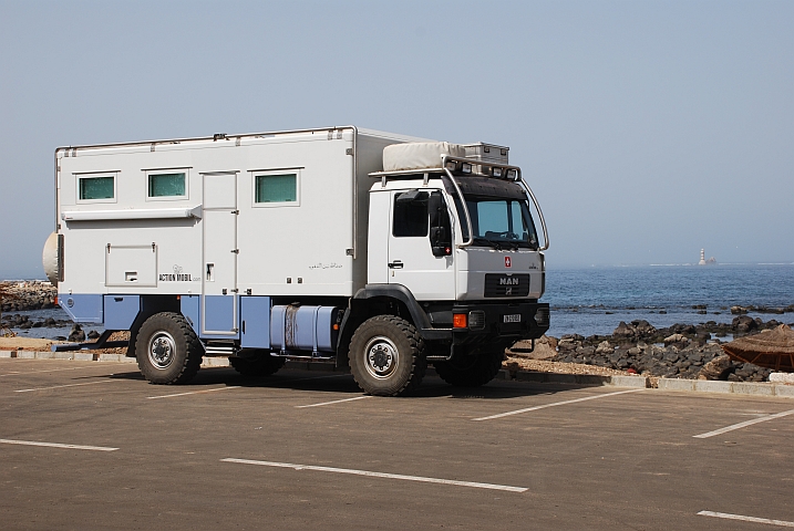 Obelix am westlichsten Punkt Afrikas, dem Pointe des Almadies (Senegal)