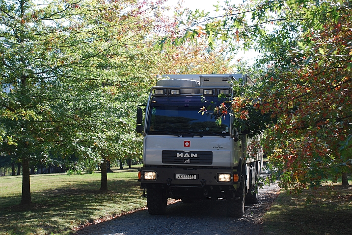 Obelix mit herbstlichen Bäumen in Stutterheim (Südafrika)