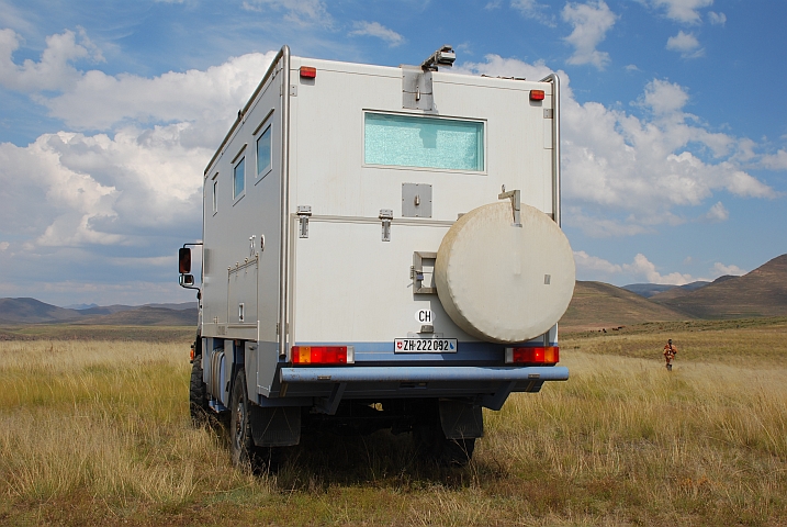 Obelix von hinten beim Katse Damm in Lesotho